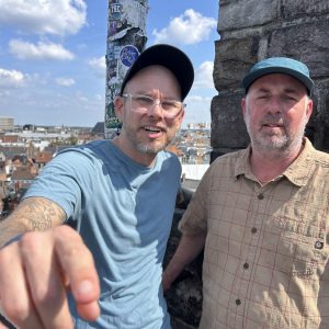 Moti with MA alum Jesse Gray in Belgium