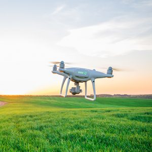 Drone over a field